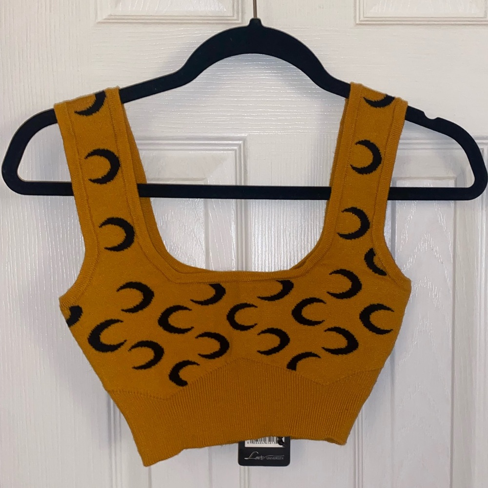 Moon/crescent print bra tank top
